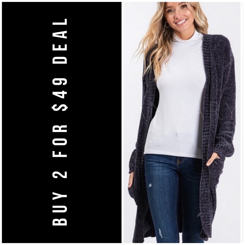 ❄️LAST1️⃣//CHENILLE CHARCOAL CARDIGAN